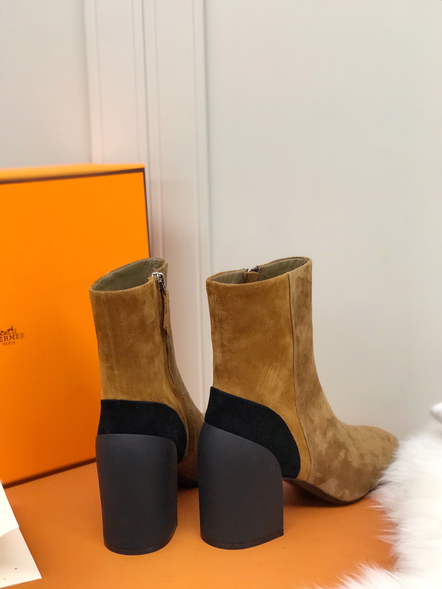 Hermes Brooke Ankle Boots Brown For Women 2.4in/6cm H202045Z E5375 - Soul Replicas