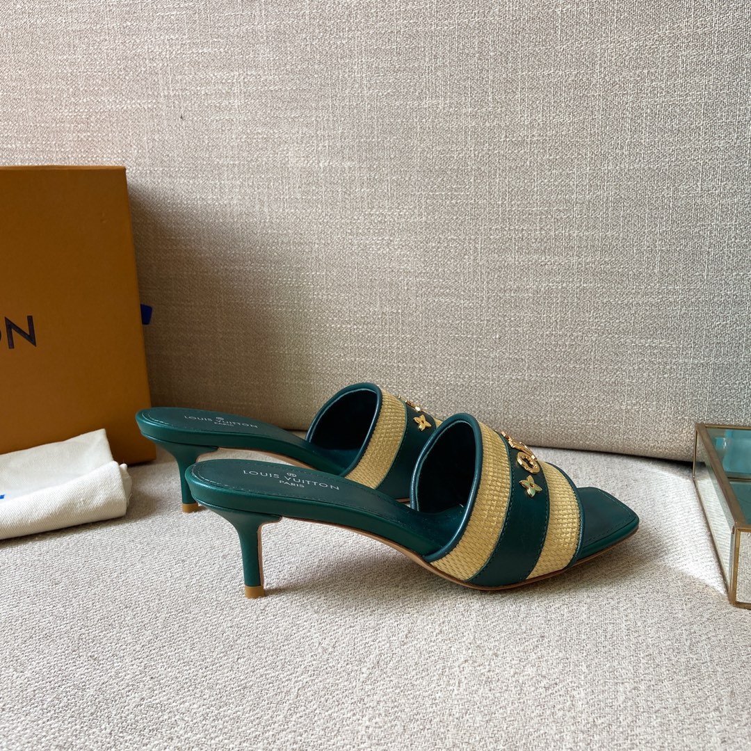 Louis Vuitton Women's Lock It Mule Green For Women LV 2.2in/5.5cm - Soul Replicas