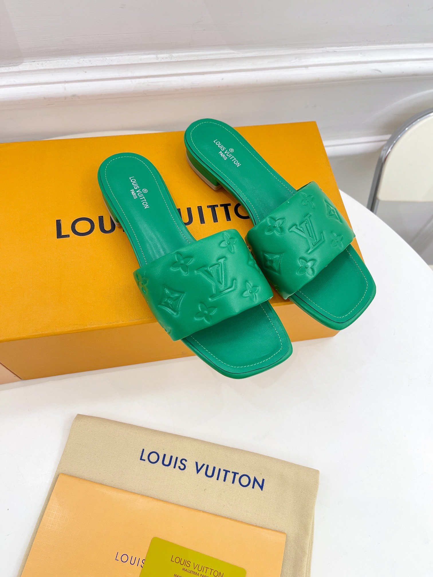 Louis Vuitton Women's Revival Flat Mule Green For Women LV 1A9P5L - Soul Replicas