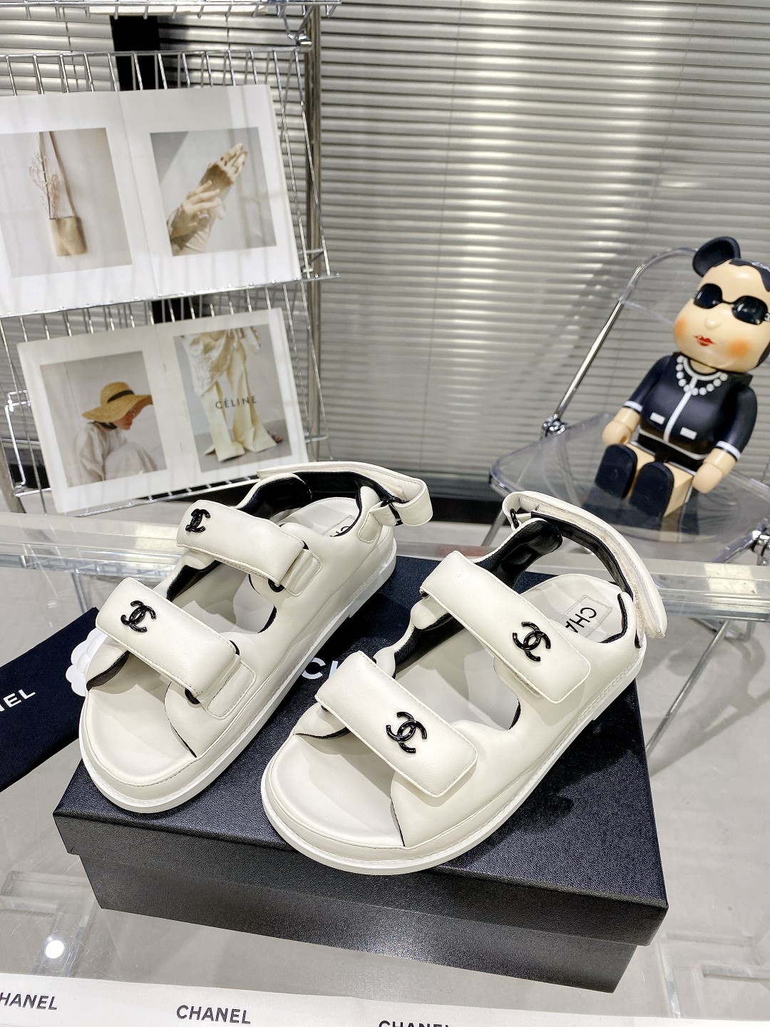 Chanel Women's Sandals With Chanel Logo White For Women - Soul Replicas