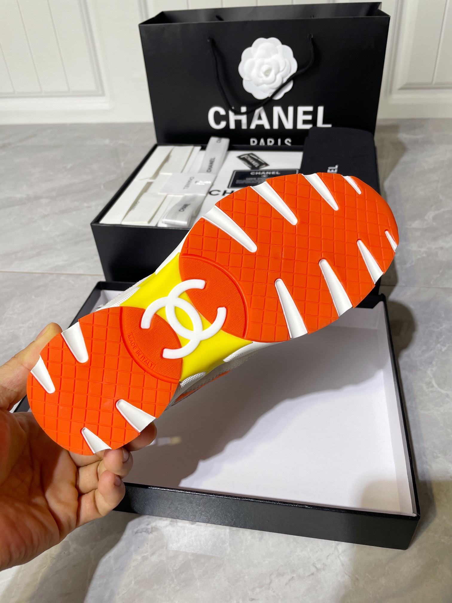 Chanel Women's Sneakers In Fabric Orange For Women - Soul Replicas