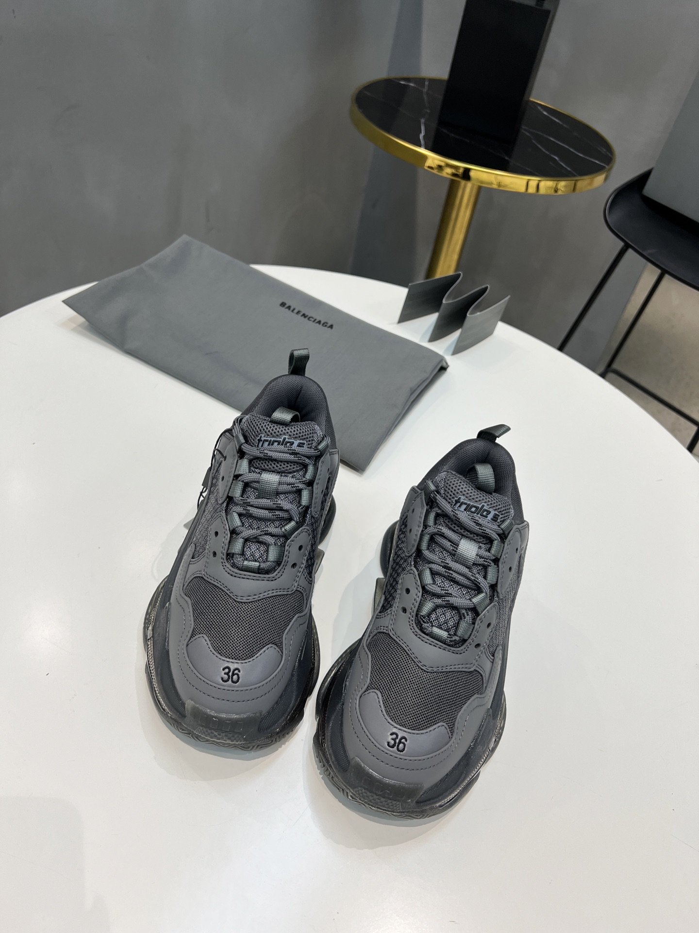 Balenciaga Triple S Trainers Clear Sole Grey For Women - Soul Replicas