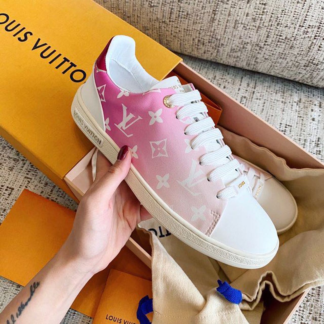 Louis Vuitton Time Out Sneaker Patent Monogram Canvas Pink For Women LV - Soul Replicas