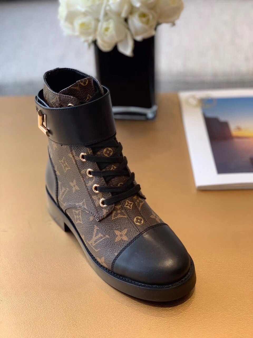 Louis Vuitton Wonderland Flat Ranger Patent Monogram Material Black/Brown For Women LV 1A2Q3N - Soul Replicas