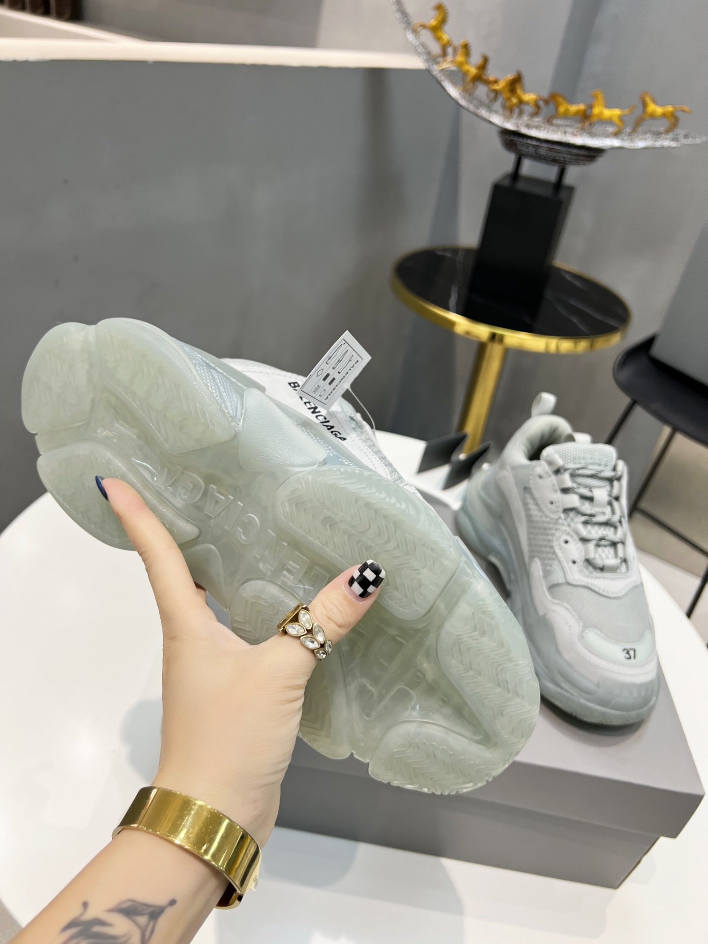 Balenciaga Triple S Trainers Clear Sole White For Women - Soul Replicas