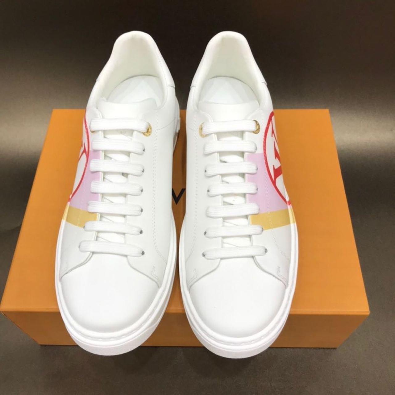 Louis Vuitton Time Out Sneaker White/Red For Women LV - Soul Replicas