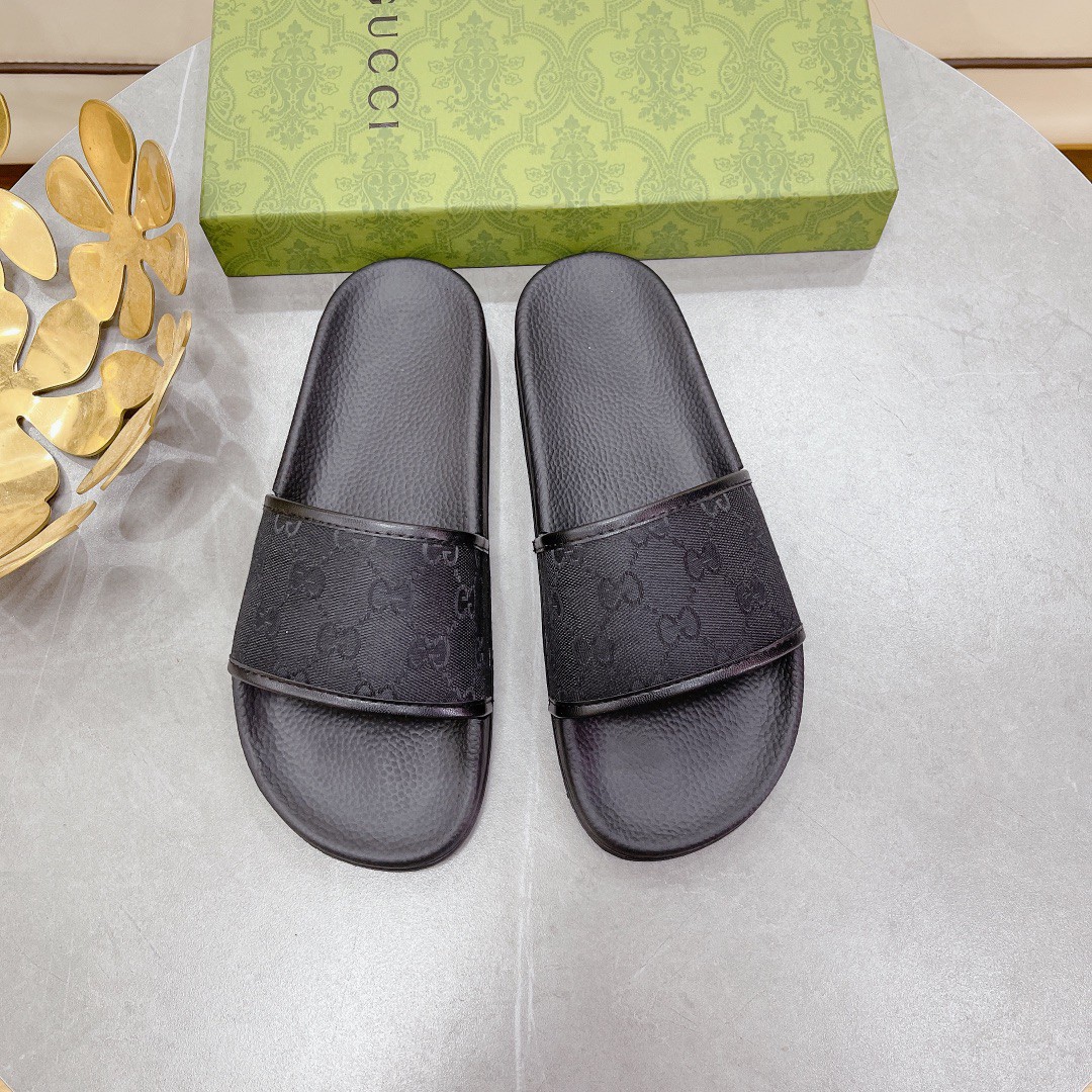 Gucci Women's Gucci Slide Sandal Black For Women 407345 - Soul Replicas