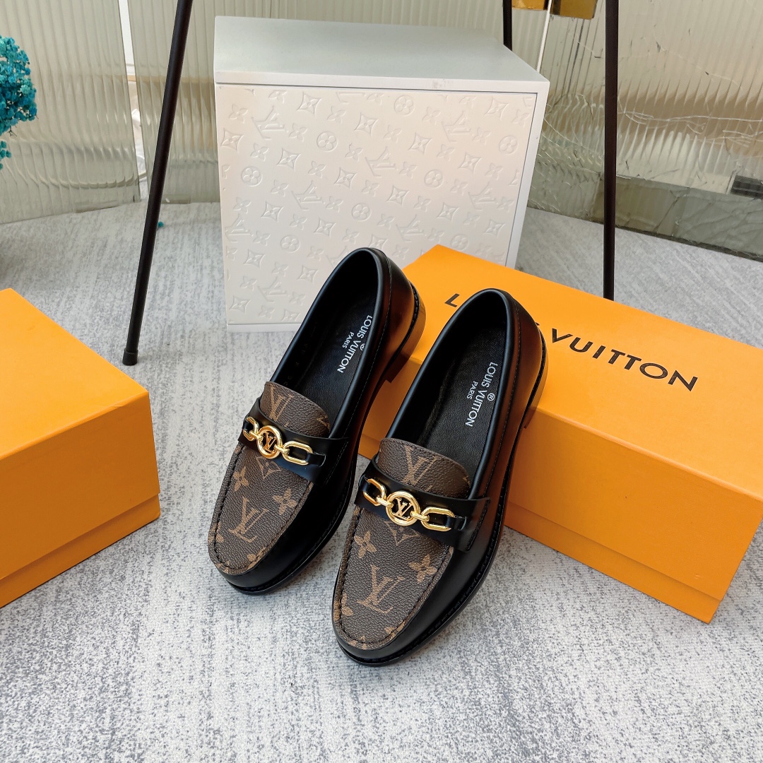 Louis Vuitton Women's Chess Flat Loafe Black And Brown For Women LV - Soul Replicas