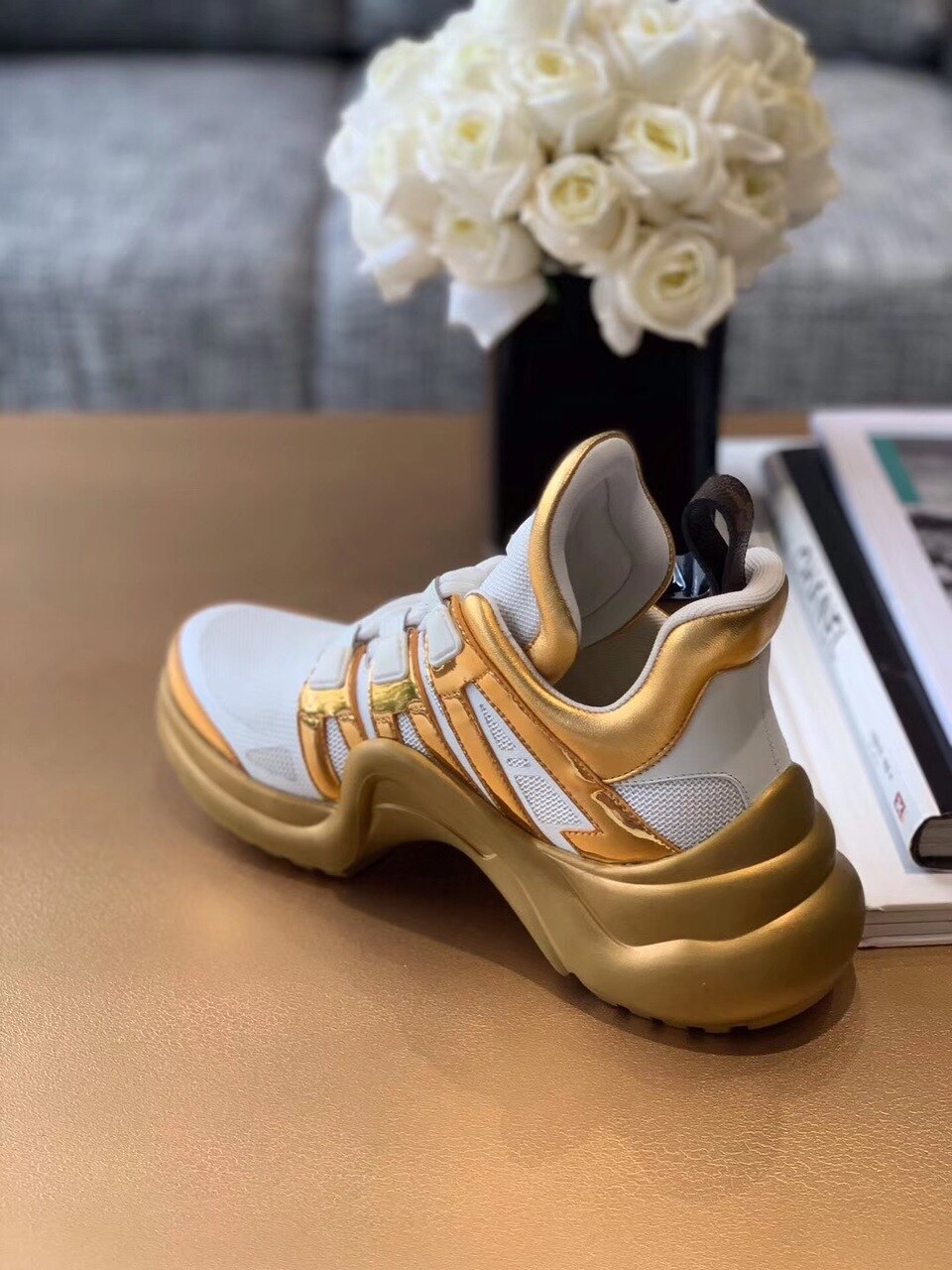 Louis Vuitton LV Archlight Sneaker Monogram Material White/Gold For Women LV - Soul Replicas