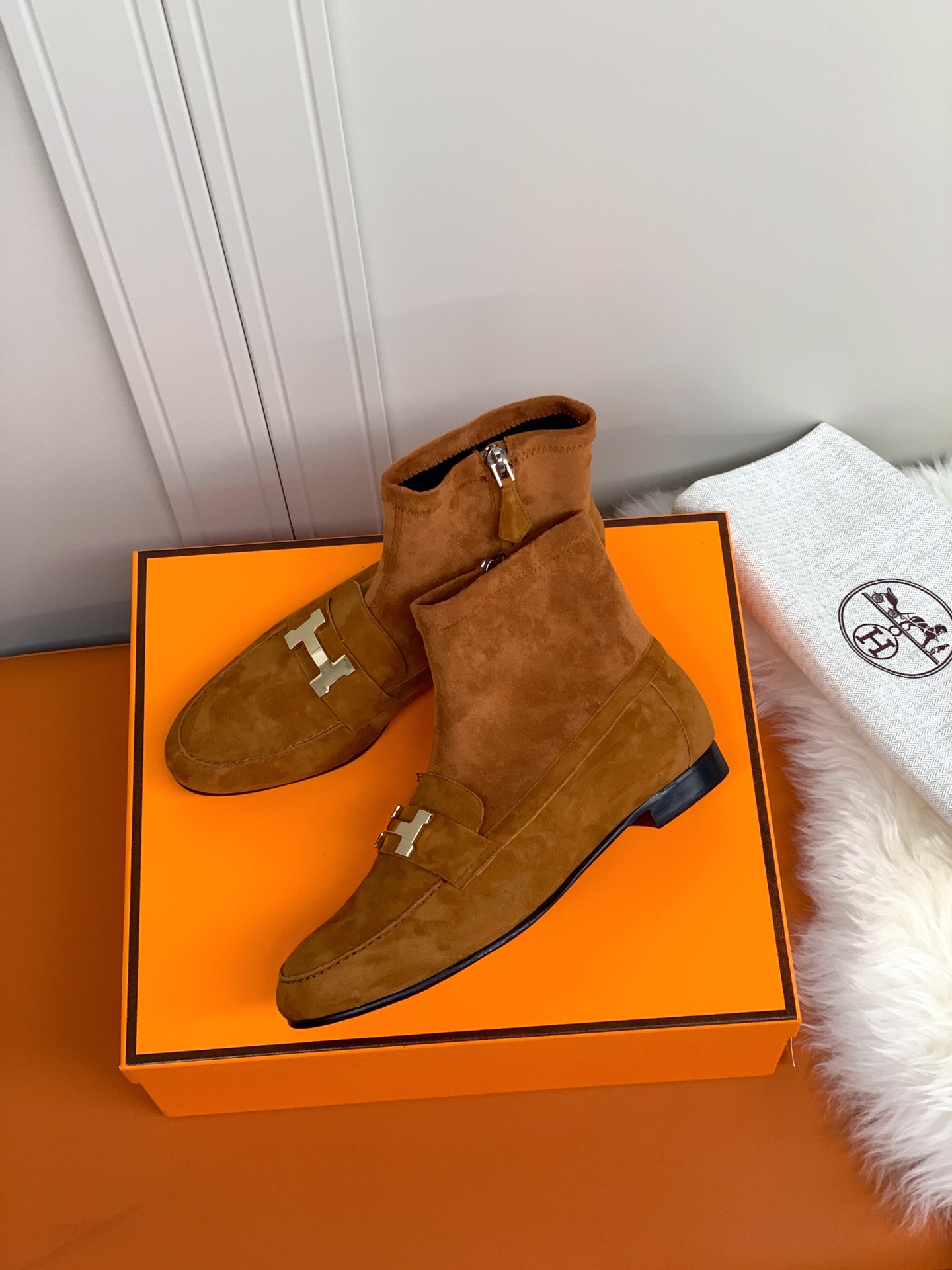 Hermes  Saint-Honore Ankle Boots Brown For Women - Soul Replicas