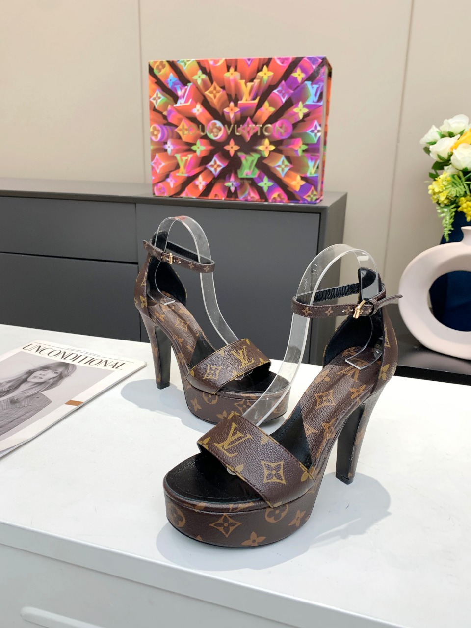 Louis Vuitton Women's Afterglow Platform Sandal Brown For Women LV - Soul Replicas