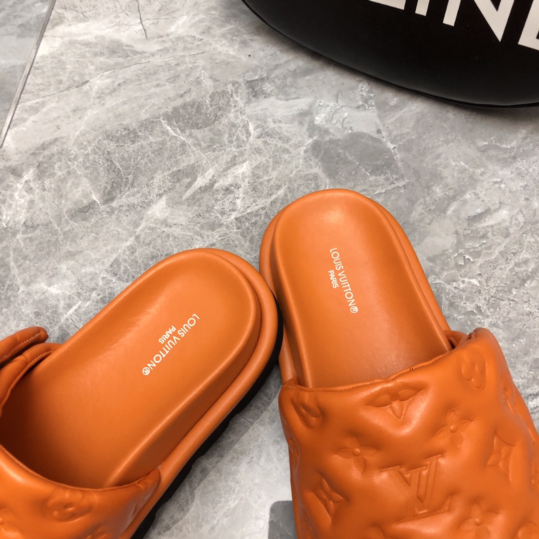 Louis Vuitton Women's Pool Pillow Flat Comfort Mule Orange For Women LV - Soul Replicas