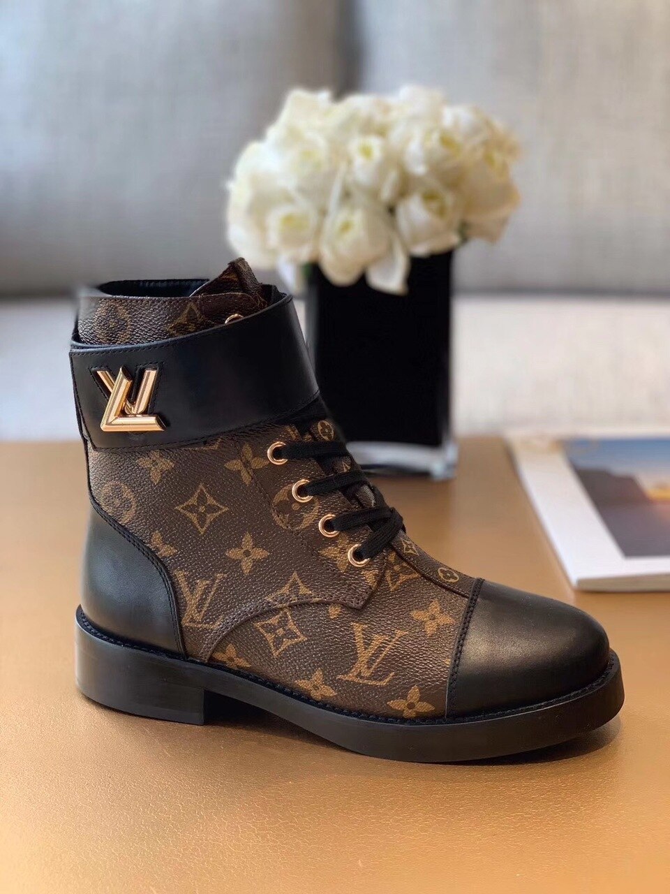 Louis Vuitton Wonderland Flat Ranger Patent Monogram Material Black/Brown For Women LV 1A2Q3N - Soul Replicas