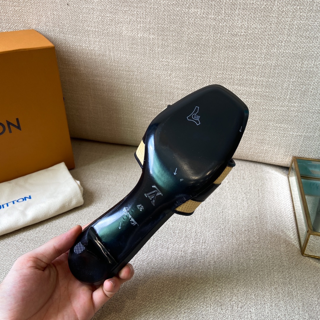 Louis Vuitton Women's Lock It Mule Black For Women LV 2.2in/5.5cm - Soul Replicas