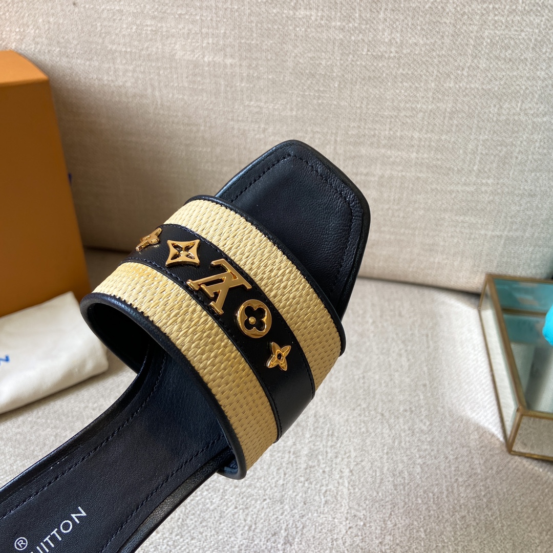 Louis Vuitton Women's Lock It Mule Black For Women LV 2.2in/5.5cm - Soul Replicas