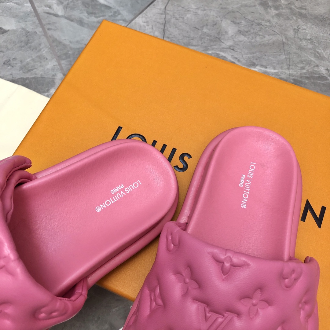 Louis Vuitton Women's Pool Pillow Flat Comfort Mule Pink For Women LV - Soul Replicas