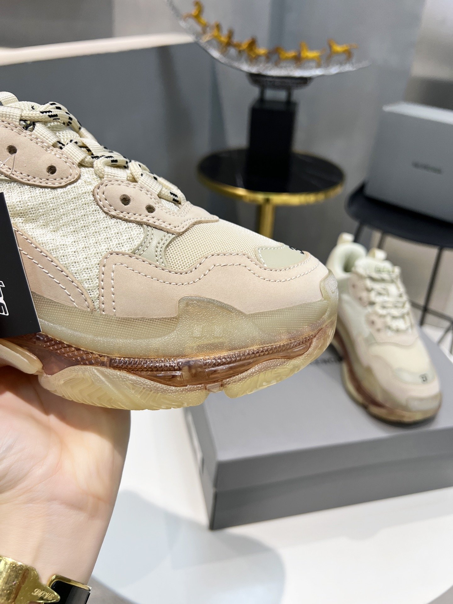 Balenciaga Triple S Trainers Clear Sole Beige For Women 544351W2GA19710 - Soul Replicas