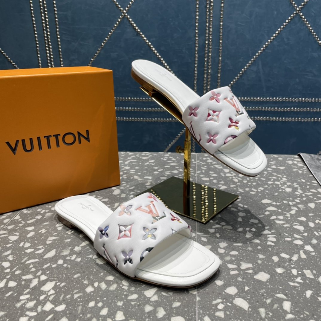 Louis Vuitton Women's Revival Flat Mule White For Women LV 1AAORE - Soul Replicas