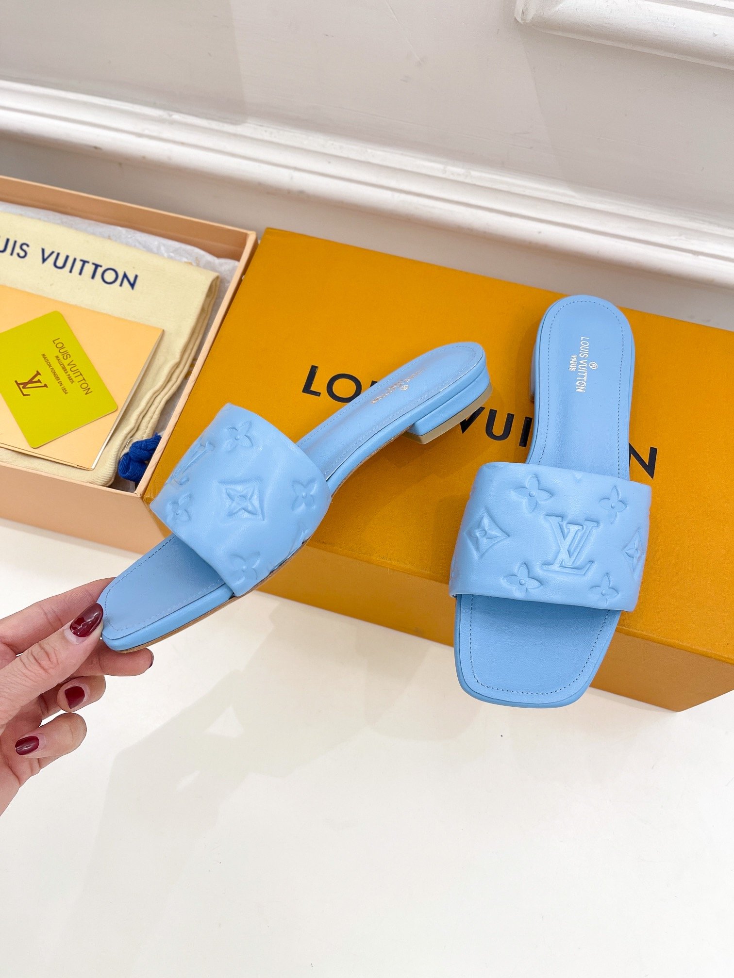 Louis Vuitton Women's Revival Flat Mule Light Blue For Women LV 1A9P7D - Soul Replicas