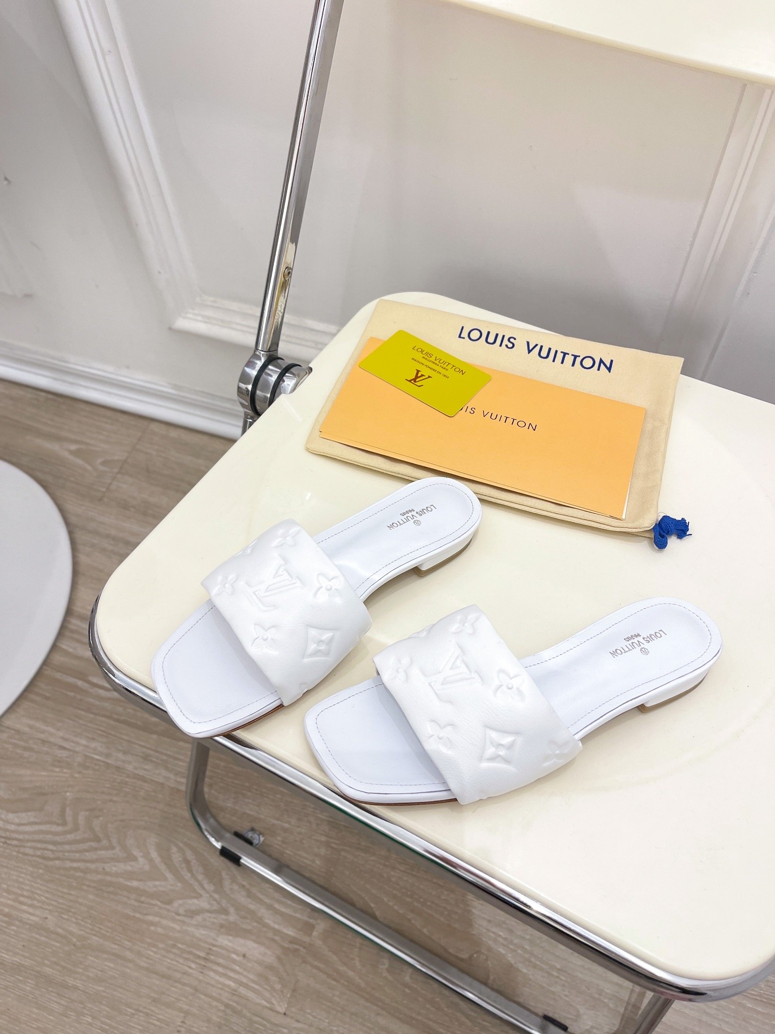 Louis Vuitton Women's Revival Flat Mule White For Women LV 1A9P4P - Soul Replicas