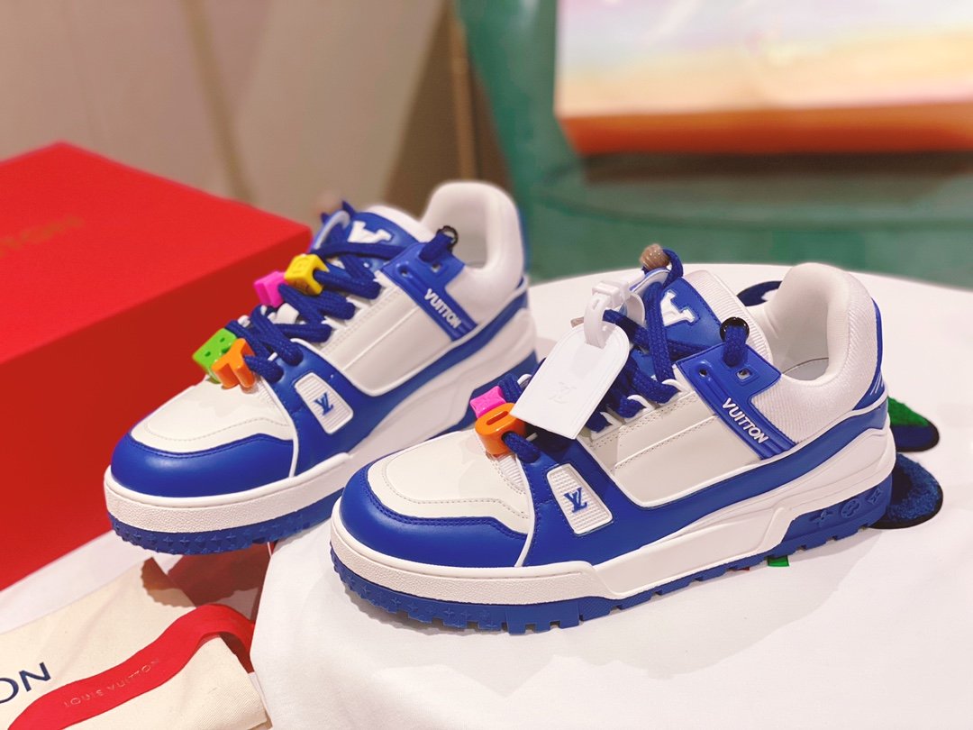 Louis Vuitton Women's LV Trainer Sneaker Blue For Women LV - Soul Replicas