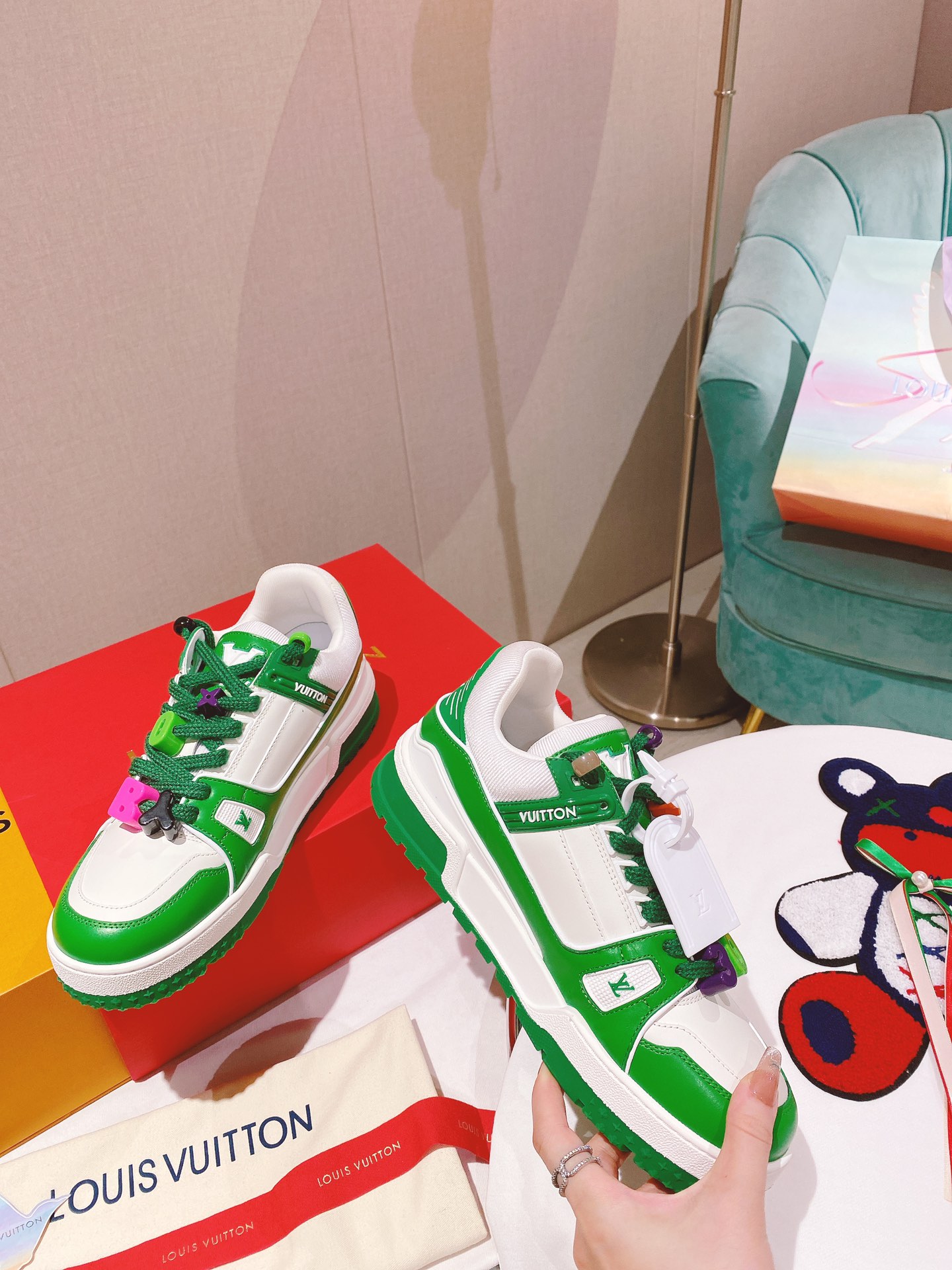 Louis Vuitton Women's LV Trainer Sneaker Green For Women LV - Soul Replicas