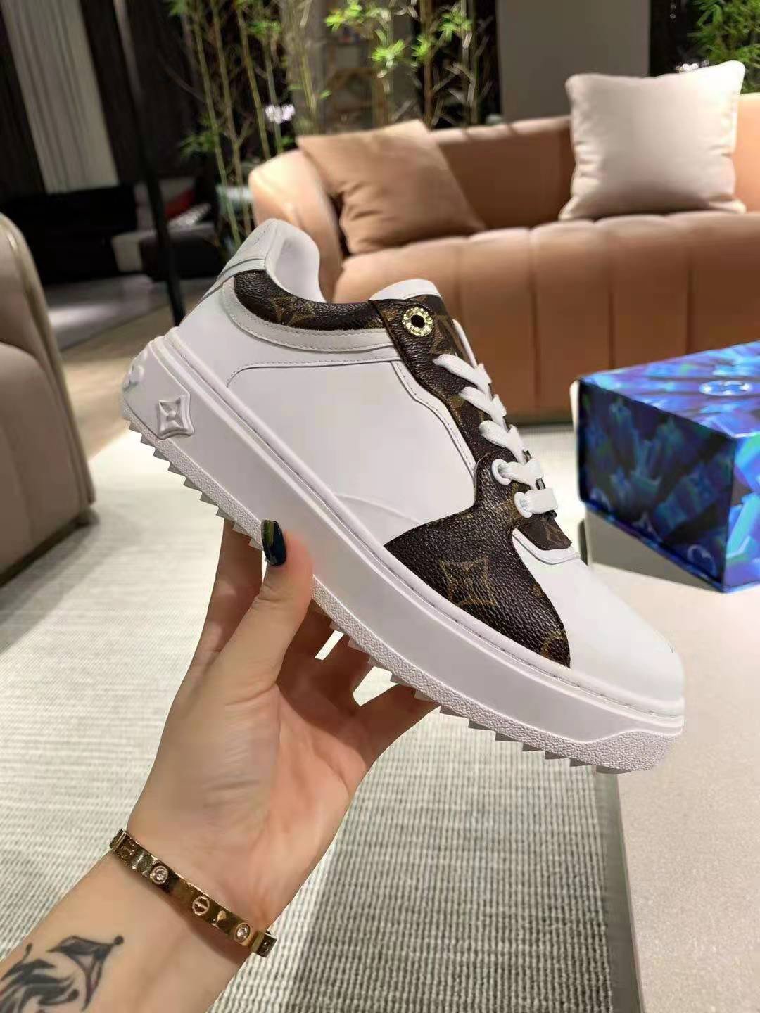 Louis Vuitton Time Out Sneaker White/Brown For Women LV - Soul Replicas