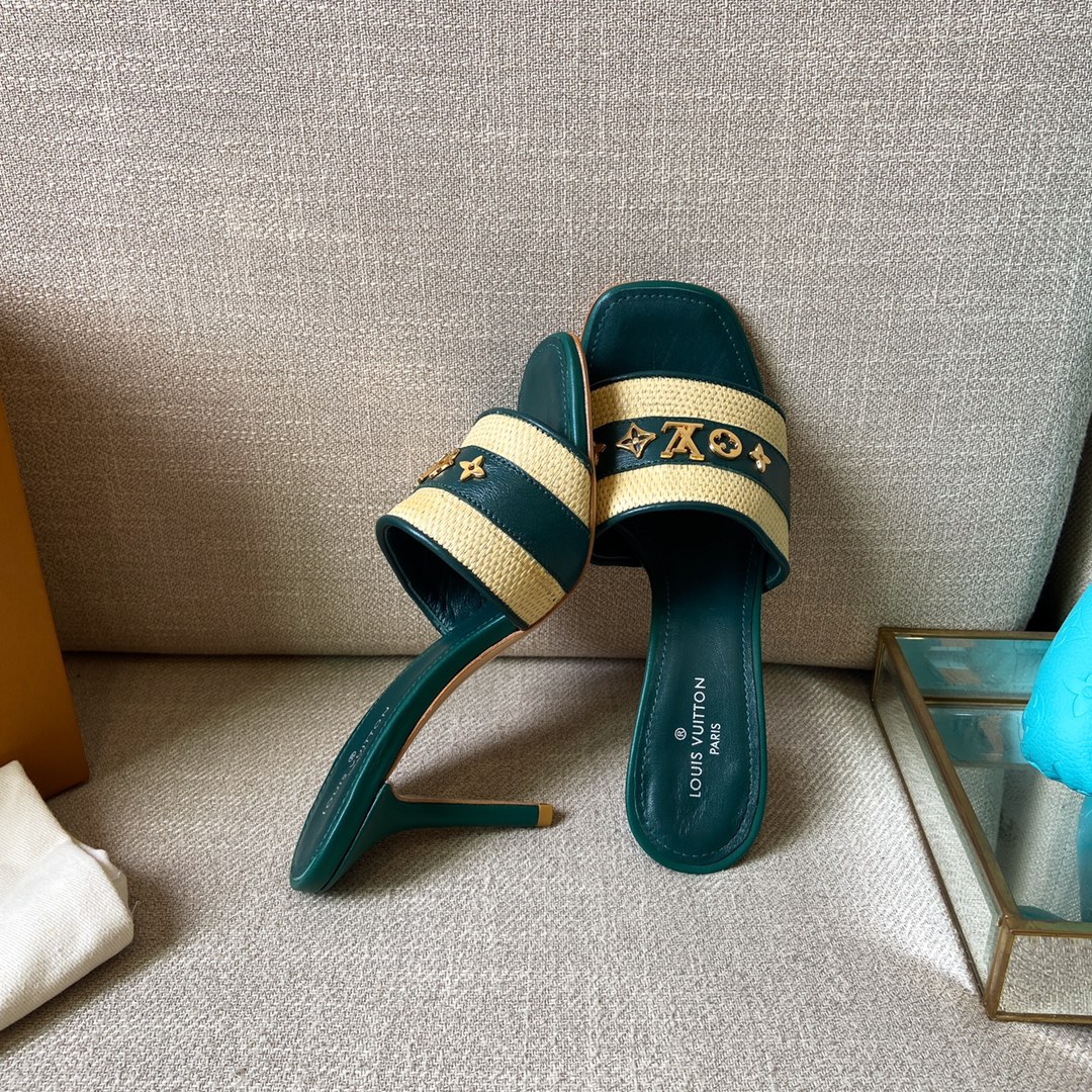 Louis Vuitton Women's Lock It Mule Green For Women LV 3.7in/9.5cm - Soul Replicas