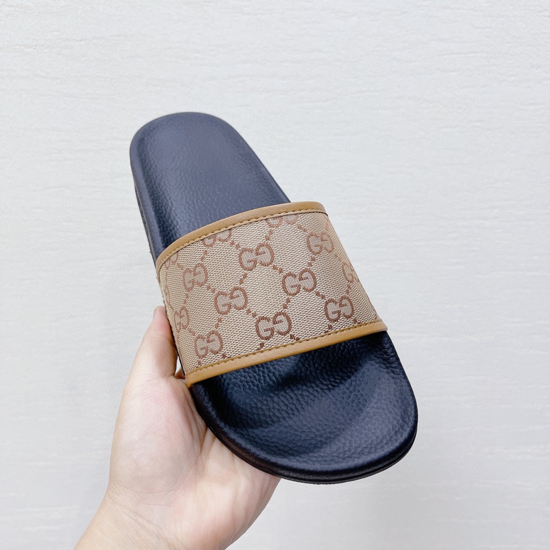 Gucci Women's Gucci Slide Sandal Black And Brown For Women 407345 - Soul Replicas