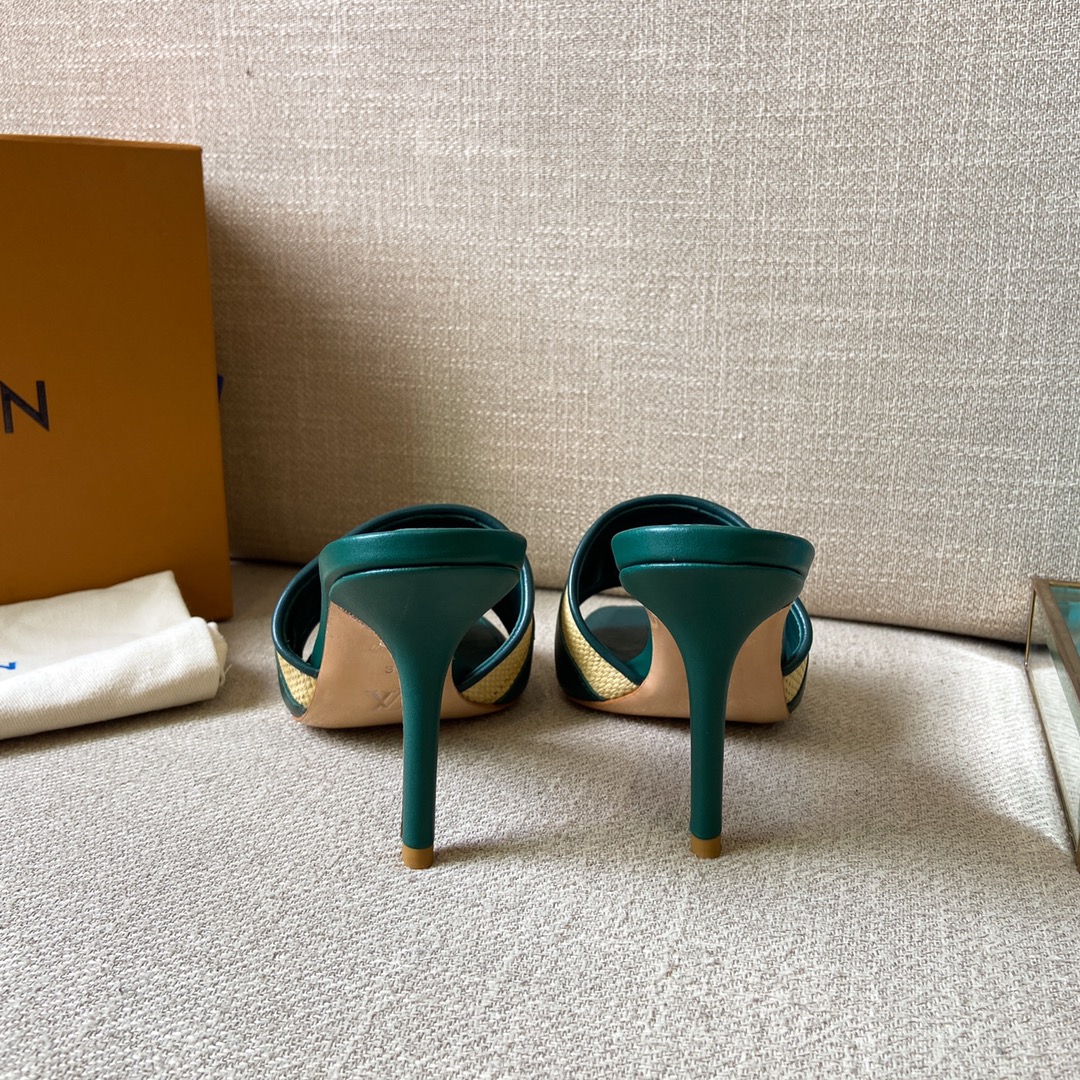 Louis Vuitton Women's Lock It Mule Green For Women LV 3.7in/9.5cm - Soul Replicas