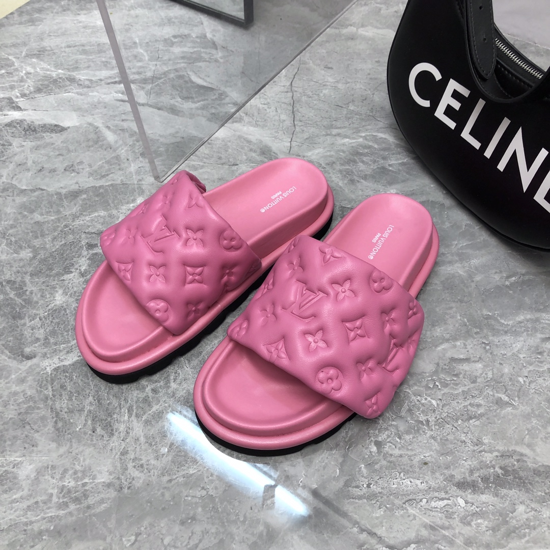 Louis Vuitton Women's Pool Pillow Flat Comfort Mule Pink For Women LV - Soul Replicas