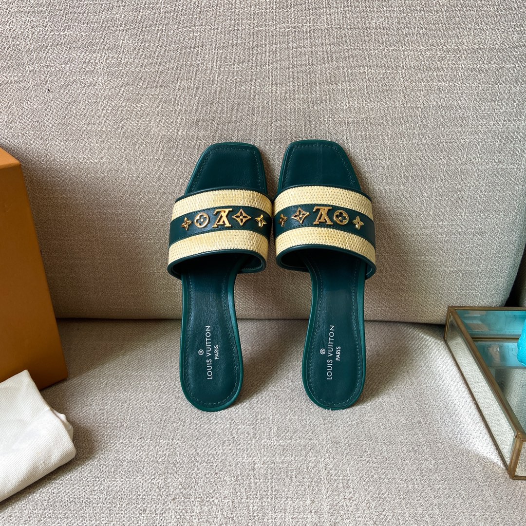 Louis Vuitton Women's Lock It Mule Green For Women LV 2.2in/5.5cm - Soul Replicas