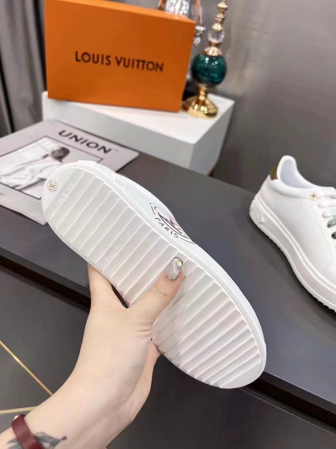 Louis Vuitton Women's Time Out Sneaker Khaki Green For Women LV 1AA1C3 - Soul Replicas