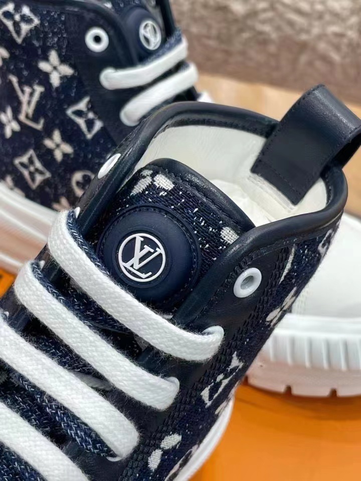 Louis Vuitton Squad Sneaker Boots Monogram Denim Black For Women LV - Soul Replicas