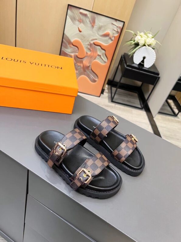 Louis Vuitton Women's Bom Dia Flat Mule Brown For Women LV - Soul Replicas