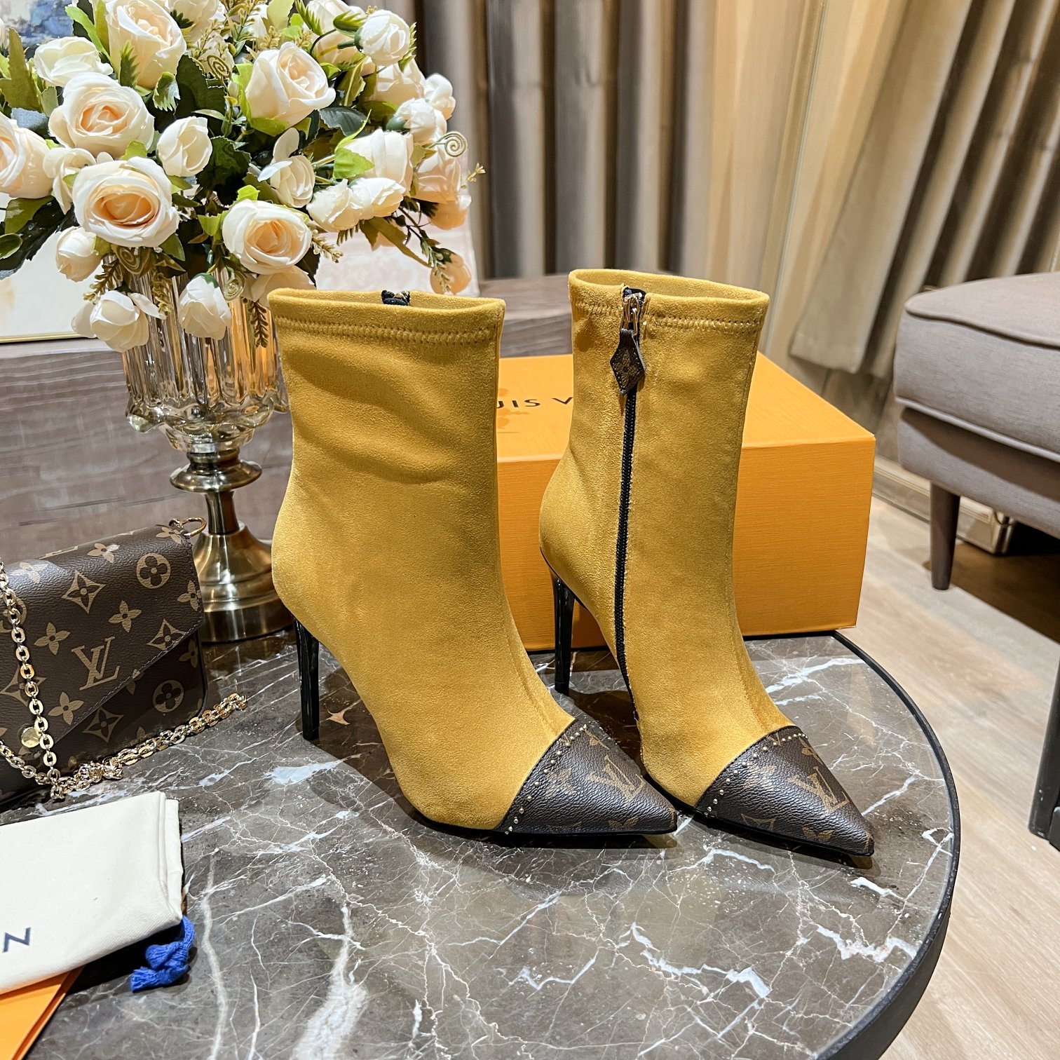 Louis Vuitton Women's Cherie Ankle Boots Yellow Women LV - Soul Replicas