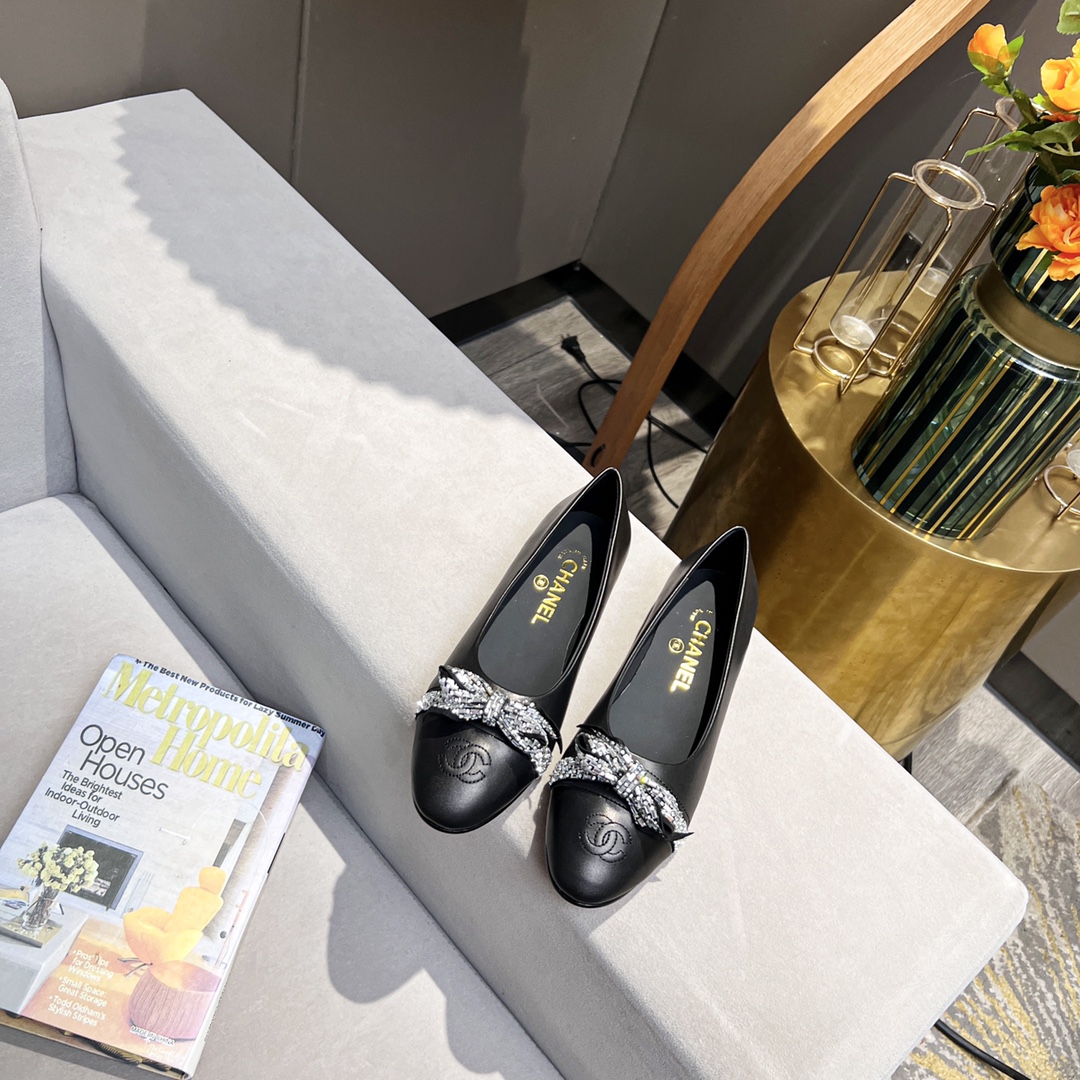 Chanel Women's Ballerinas Black For Women - Soul Replicas