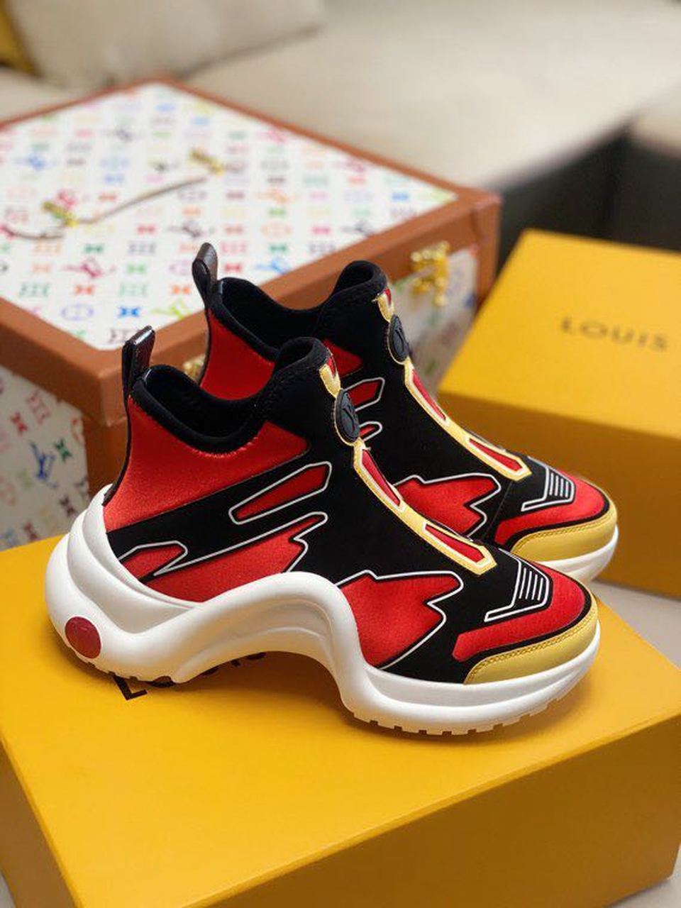 Louis Vuitton LV Archlight Sneaker Recycled Printed Nylon Red For Women LV - Soul Replicas