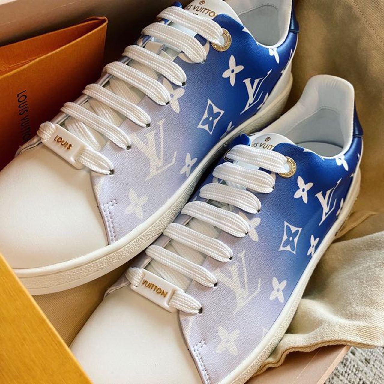 Louis Vuitton Time Out Sneaker Patent Monogram Canvas Blue For Women LV - Soul Replicas