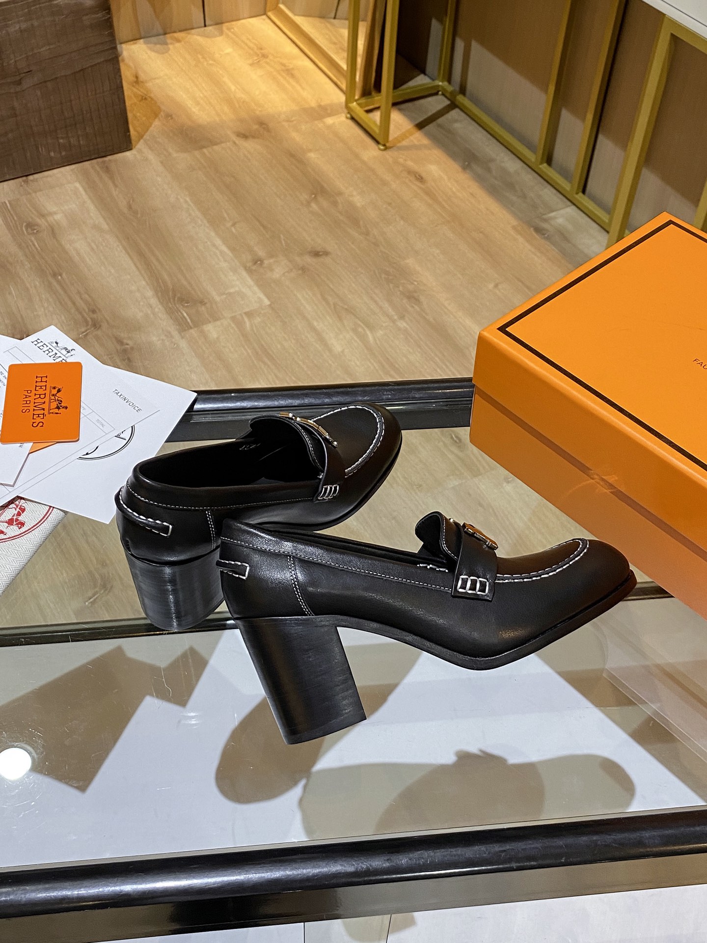 Hermes  Shoes Heel Black For Women 2.8in/7cm - Soul Replicas