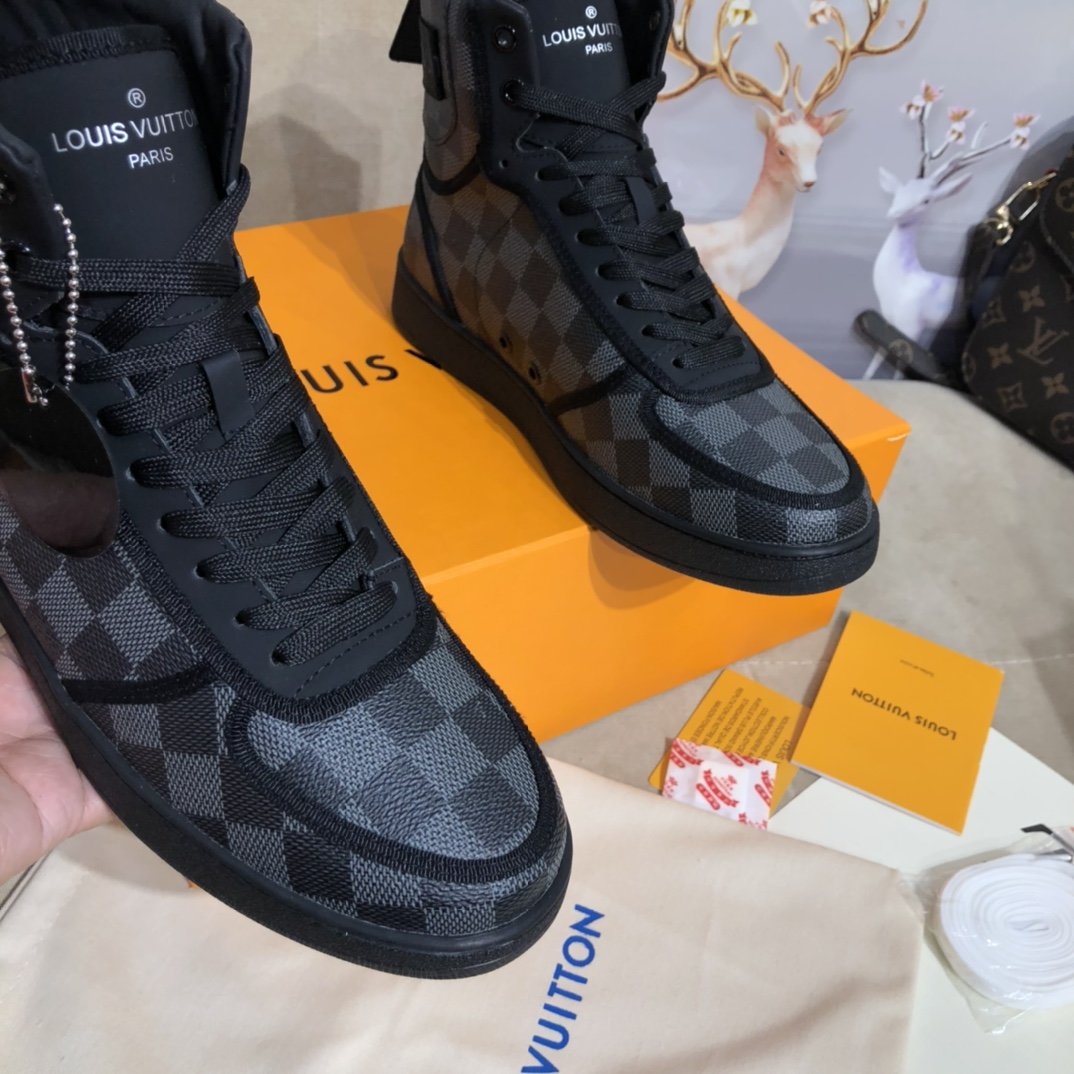Louis Vuitton Boombox Sneaker Boot Patent Monogram Material Black For Women LV - Soul Replicas