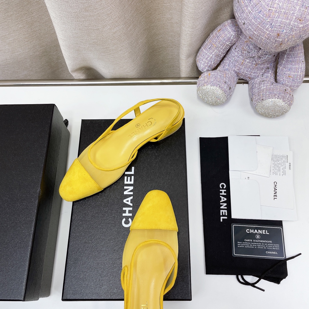 Chanel Women's Slingbacks With Mesh Yellow For Women 0.8in/2cm - Soul Replicas