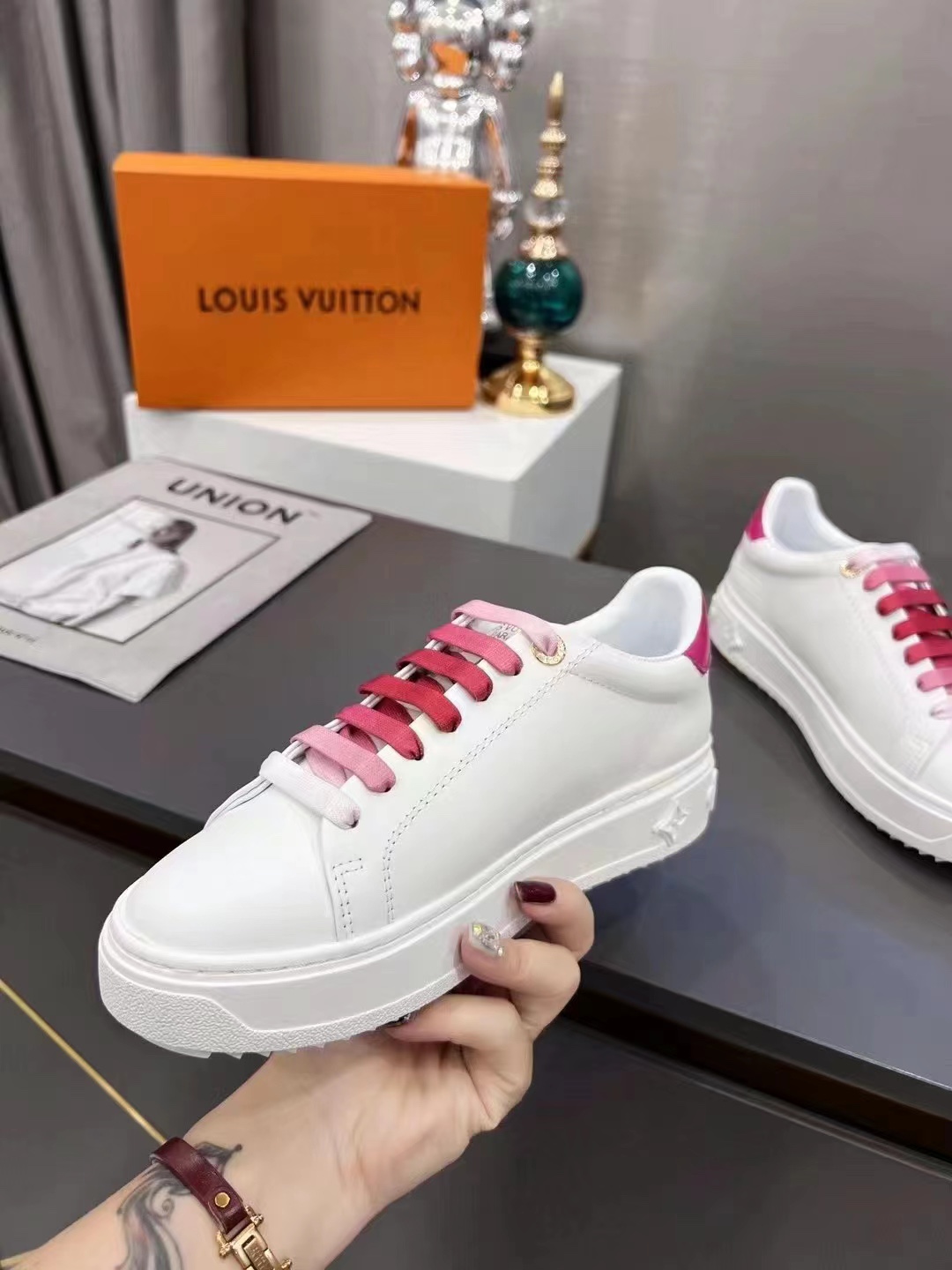 Louis Vuitton Women's Time Out Sneaker Fuchsia Pink For Women LV 1AA1BN - Soul Replicas