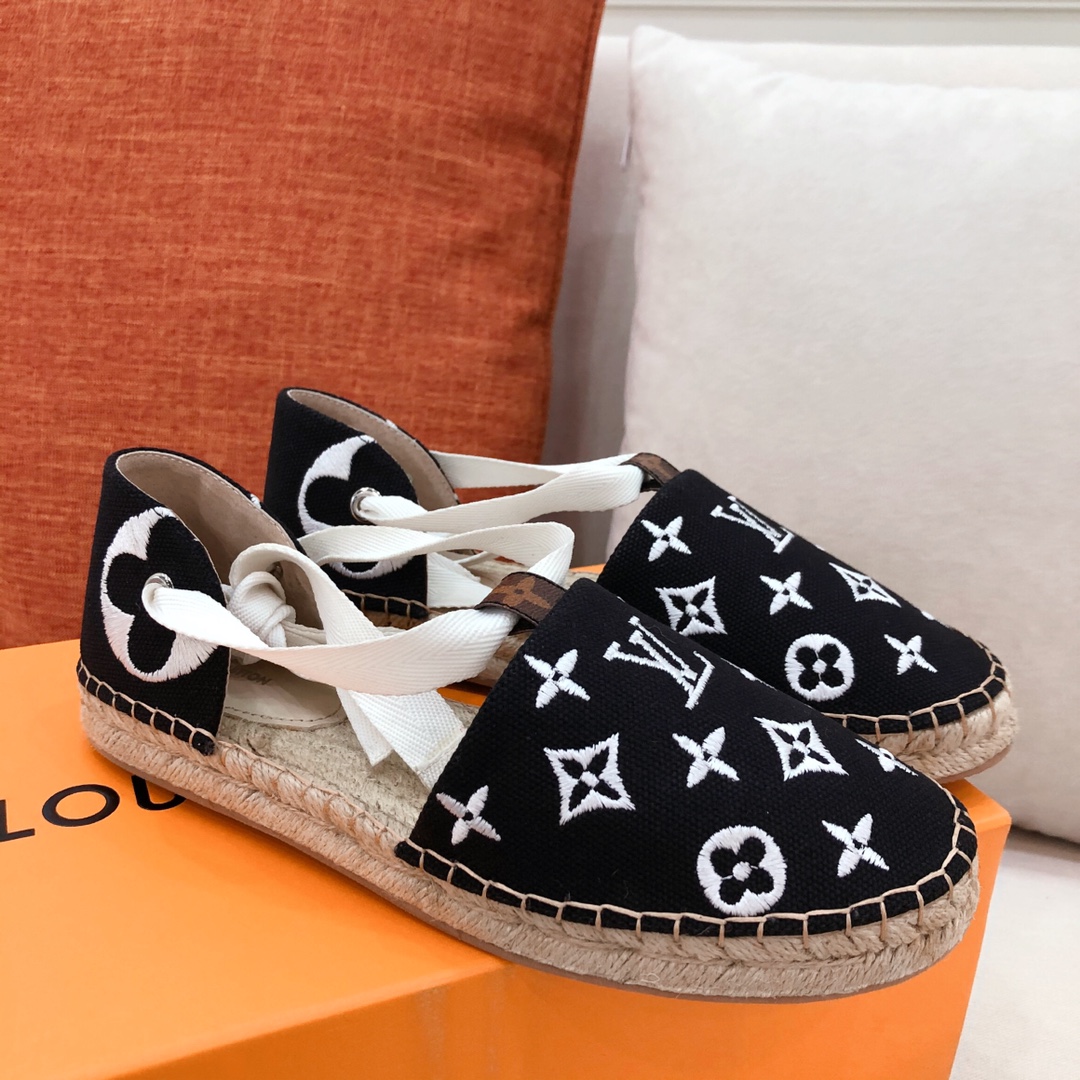 Louis Vuitton Women's Starboard Flat Espadrille Black For Women LV - Soul Replicas