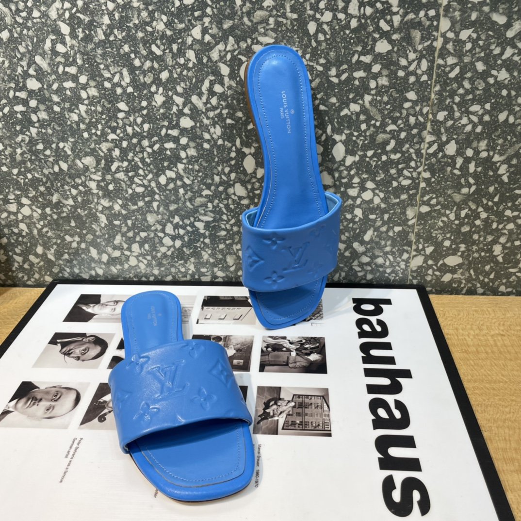 Louis Vuitton Women's Revival Flat Mule Blue For Women LV 1A9P6H - Soul Replicas