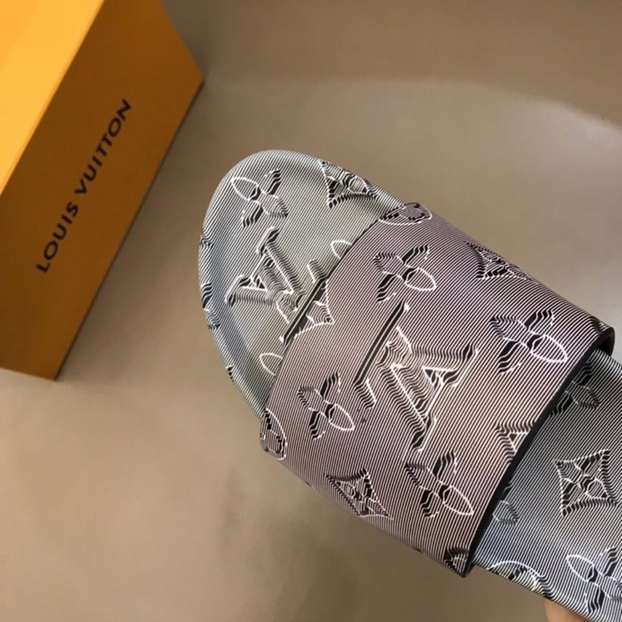 Louis Vuitton Waterfront Mule Monogram Embossed Metallic Rubber Gray For Women LV - Soul Replicas