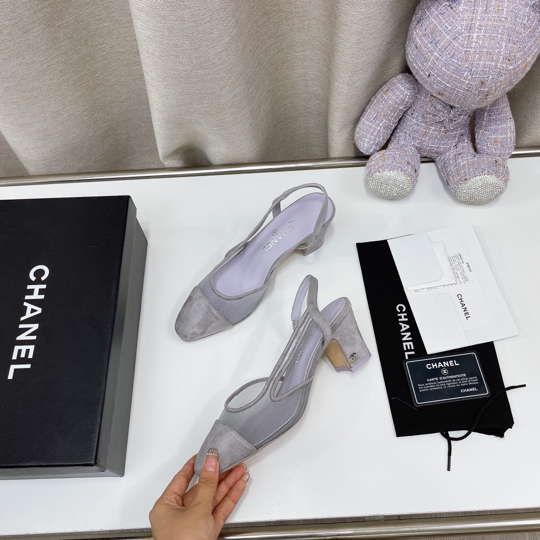 Chanel Women's Slingbacks With Mesh Light Violet For Women 2.7in/7cm - Soul Replicas