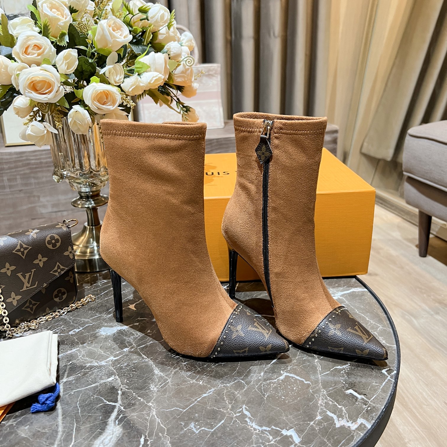 Louis Vuitton Women's Cherie Ankle Boots Beige For Women LV - Soul Replicas