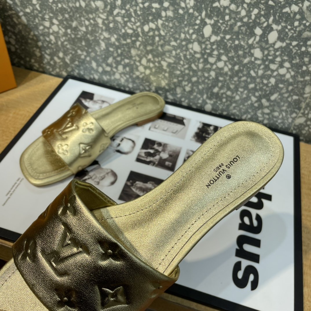 Louis Vuitton Women's Revival Flat Mule Gold For Women LV 1A9QKC - Soul Replicas