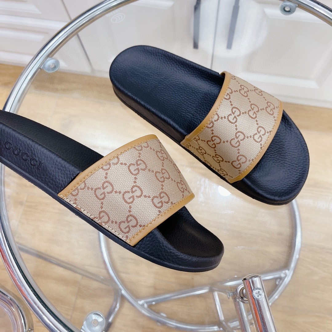 Gucci Women's Gucci Slide Sandal Black And Brown For Women 407345 - Soul Replicas